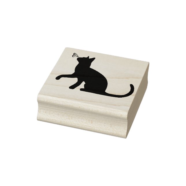 Black cat & butterfly  rubber stamp (Stamp)