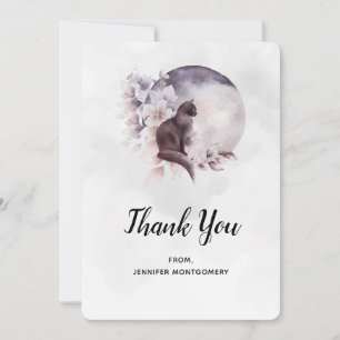 Black Cat by a Magical Full Moon Thank You Card