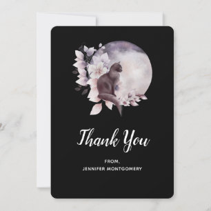 Black Cat by a Magical Full Moon Thank You Card