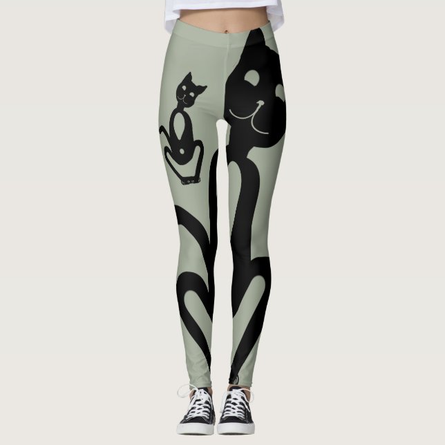 BLACK CAT by Slipperywindow Leggings (Front)