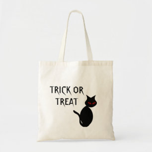 Black Cat Canvas Trick or Treat Bag