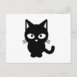 Black cat cartoon postcard