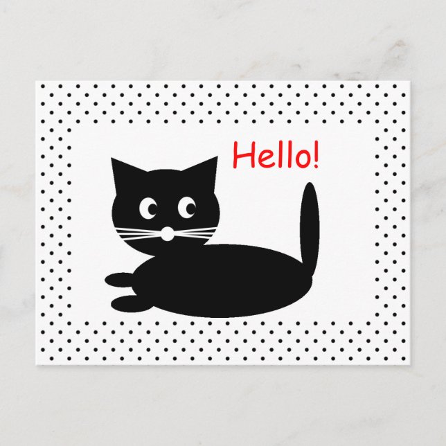 Black Cat Cartoon - Postcard (Front)