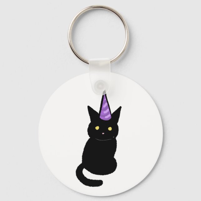 Black Cat Celebration  Keyring (Front)