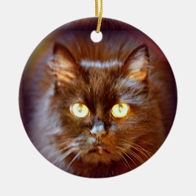 black cat ceramic tree decoration (Front)