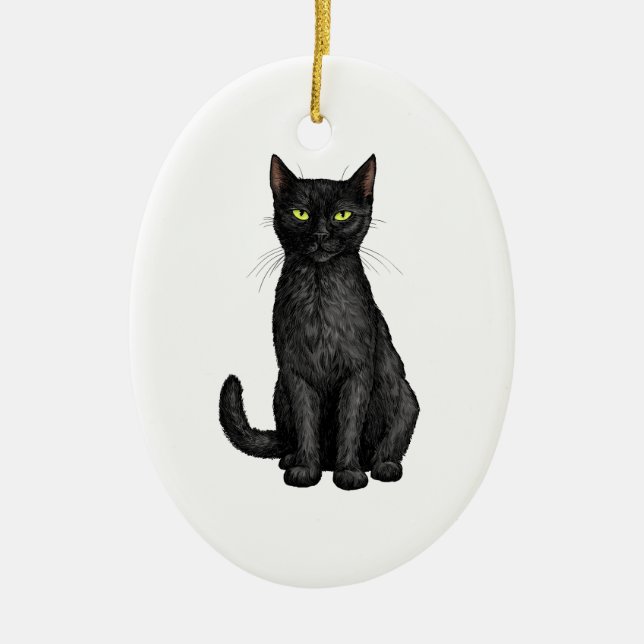 Black cat ceramic tree decoration (Front)