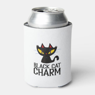 Black Cat Charm Halloween Can Cooler