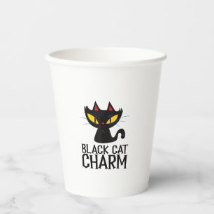 Black Cat Charm Halloween Paper Cups