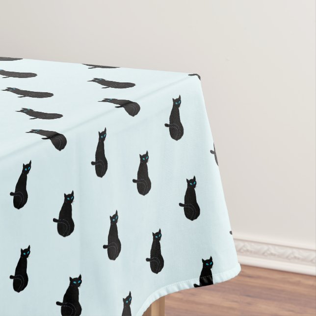 Black Cat - Choose / add your background colour Tablecloth (In Situ)