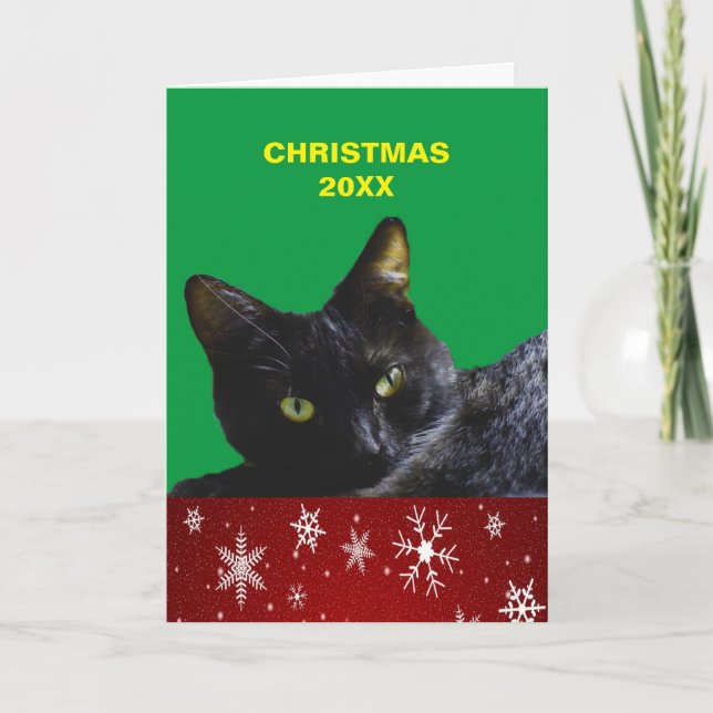 Black Cat Christmas 20XX Greeting Card (Front)