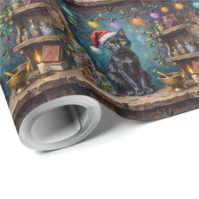 Black Cat Christmas Apothecary Magic Wrapping Paper (Roll Corner)