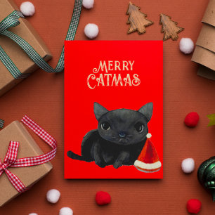 Black Cat Christmas  Card