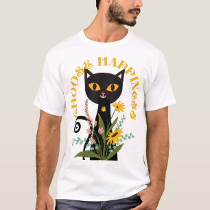 Black Cat Christmas Choose Happiness Happy Xmas T-Shirt