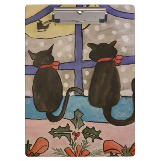 Black Cat Christmas Clipboard (Front)