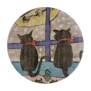 Black Cat Christmas Cutting Board