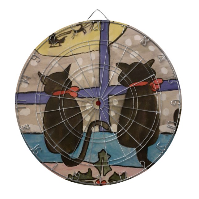 Black Cat Christmas Dartboard (Front)