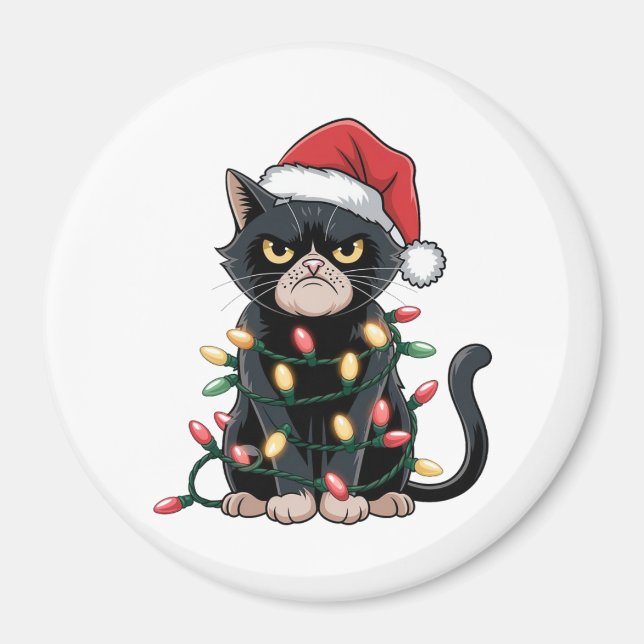 Black Cat Christmas Edition Magnet (Front)
