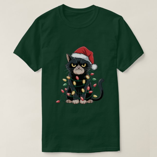 Black Cat Christmas Edition T-Shirt (Design Front)