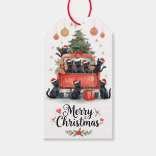 Black Cat Christmas for Cat Lovers Gift Tags