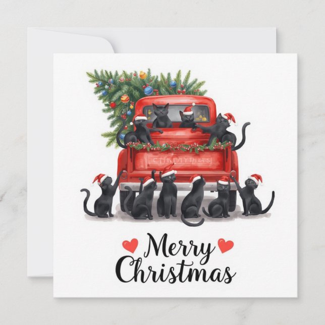 Black Cat Christmas for Cat Lovers Holiday Card (Front)