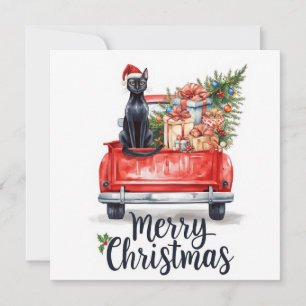 Black Cat Christmas for Cat Lovers Holiday Card