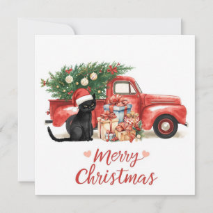 Black Cat Christmas for Cat Lovers Holiday Card