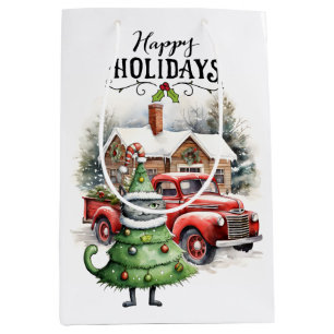 Black Cat Christmas for Cat Lovers Medium Gift Bag