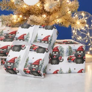 Black Cat Christmas for Cat Lovers Wrapping Paper