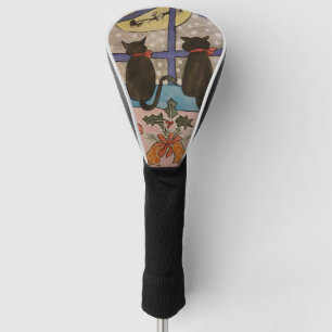 Black Cat Christmas Golf Head Cover