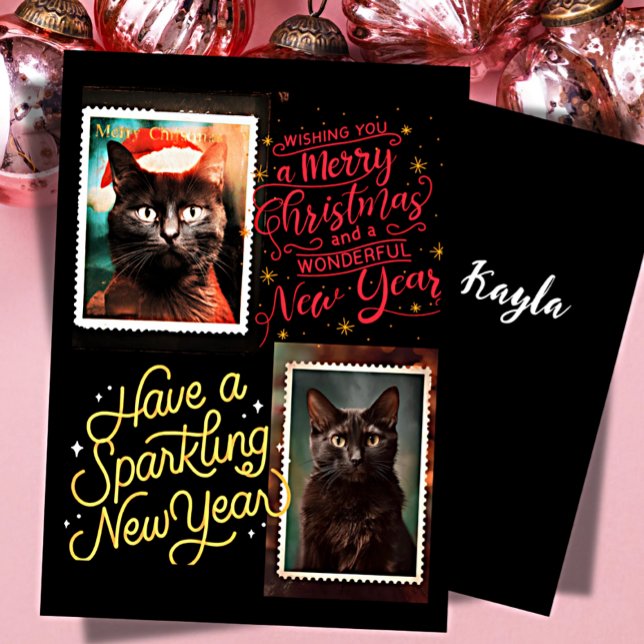 Black cat christmas  holiday card (Creator Uploaded)