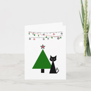 Black Cat Christmas Holiday Card