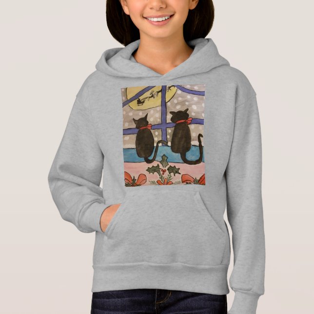 Black Cat Christmas Hoodie (Front)