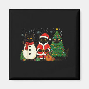 Black Cat Christmas Lights Reindeer Santa Meowy Ca Magnet
