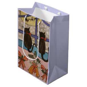 Black Cat Christmas Medium Gift Bag
