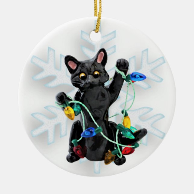 Black Cat Christmas Ornament (Front)