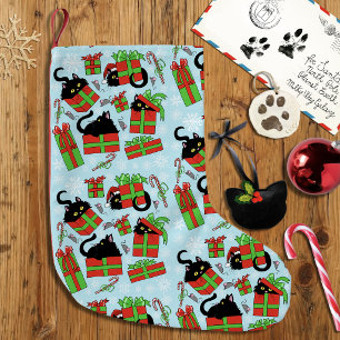 Black Cat Christmas Presents Pattern Small Christmas Stocking
