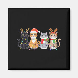 Black Cat Christmas Santa Hat Funny Meowy Cat Magnet