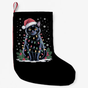 Black Cat Christmas Santa Hat Funny Meowy Cats Small Christmas Stocking