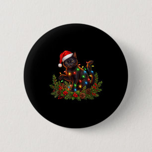 Black Cat Christmas Santa Hat Funny Meowy Cats Wom 6 Cm Round Badge