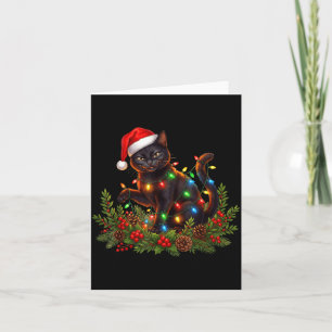 Black Cat Christmas Santa Hat Funny Meowy Cats Wom Card