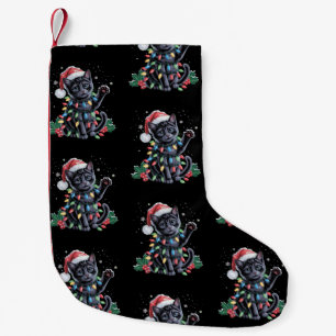 Black Cat Christmas Santa Hat Meowy Xmas Holiday Small Christmas Stocking