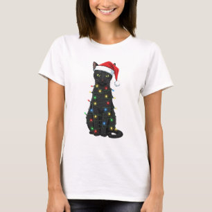 Black Cat Christmas Santa Lover T-Shirt
