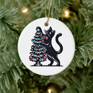 Black Cat Christmas Tree Ceramic Tree Decoration