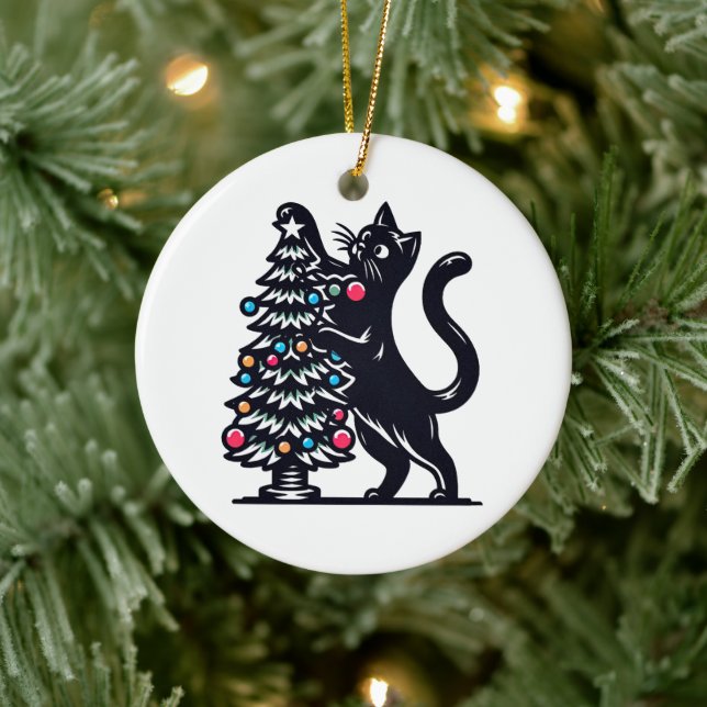 Black Cat Christmas Tree Ceramic Tree Decoration (Tree)