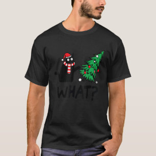 Black Cat Christmas Tree Decor Ornaments Decoratio T-Shirt