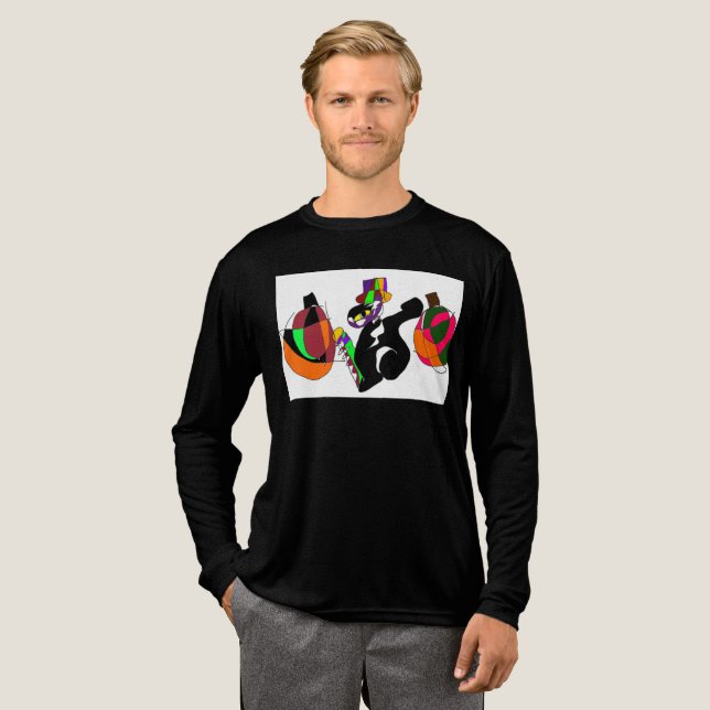 Black Cat circus Halloween Tri-Blend Shirt (Full Front)