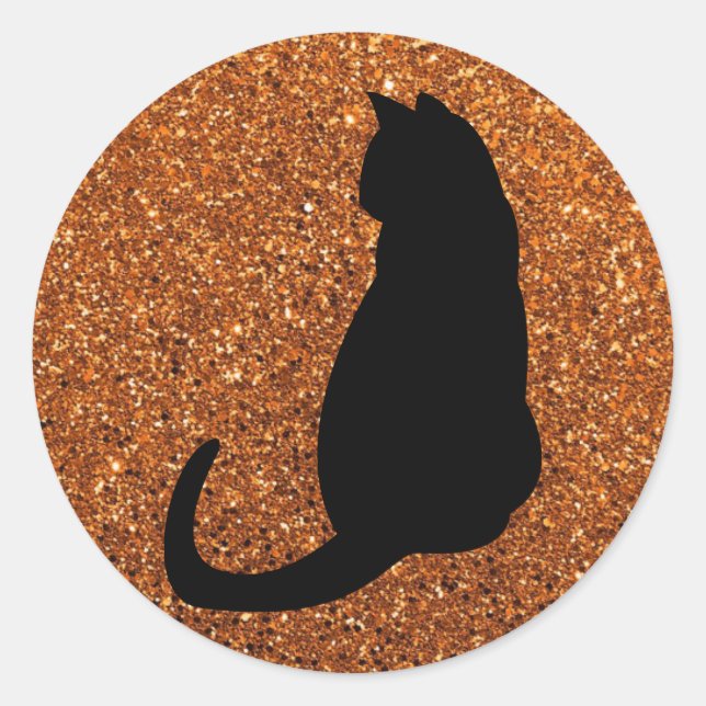 Black Cat Classic Round Sticker (Front)