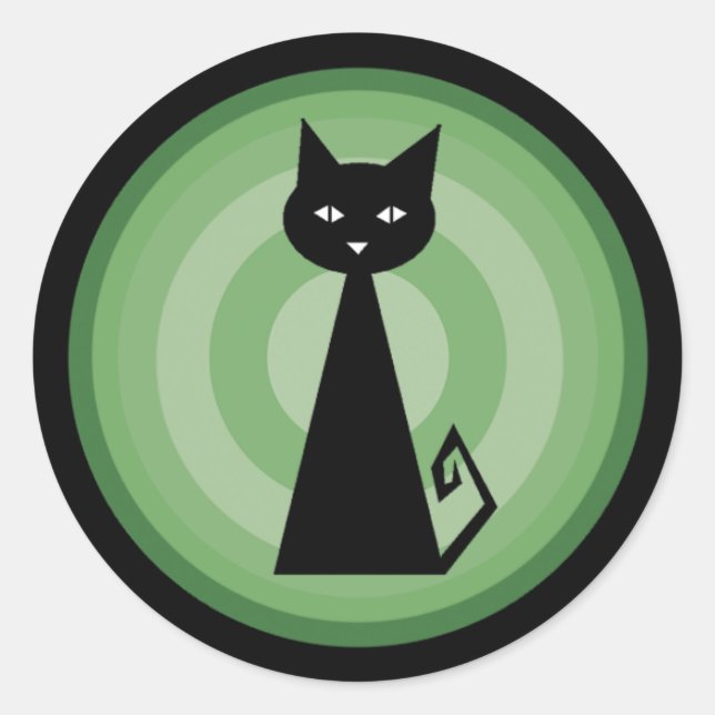 Black Cat Classic Round Sticker (Front)
