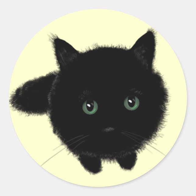 Black Cat Classic Round Sticker (Front)