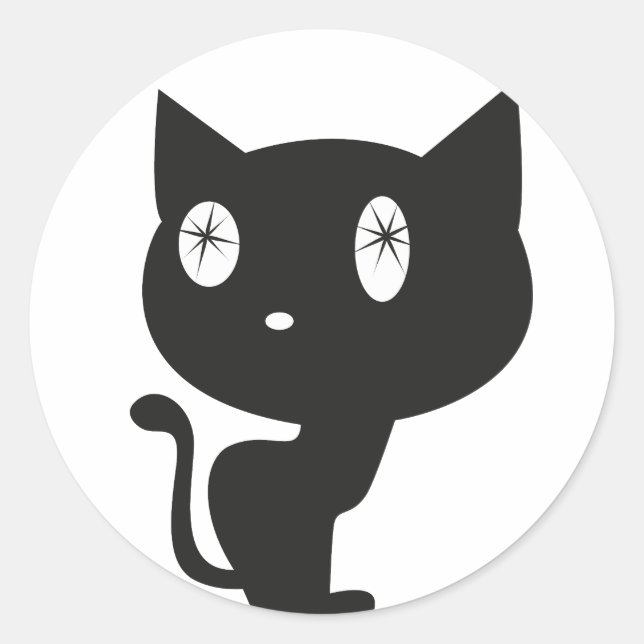 Black Cat Classic Round Sticker (Front)